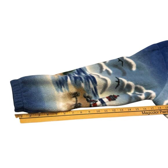 Vtg Blair Mens Jacket L Lighthouse AOP Theme Fleece Zip Up Outdoor Retro Ocean - Picture 8 of 13